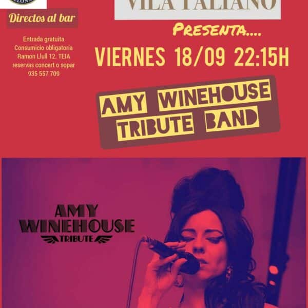 Cartel Amy Winehouse Tribute by Aly Alma Music en Vila Taliano